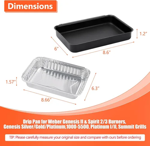 Vista 2 de QuliMetal 93305 Bandeja de Captura con Paquete de 20 Bandejas de Goteo 6415 para Weber Genesis II 3 Quemadores y Spirit 2/3 Quemadores, Genesis
