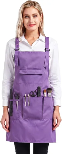 Vista 8 de Nanxson Delantal ajustable para mujer, delantal de trabajo profesional con bolsillos para herramientas CF3010 Negro