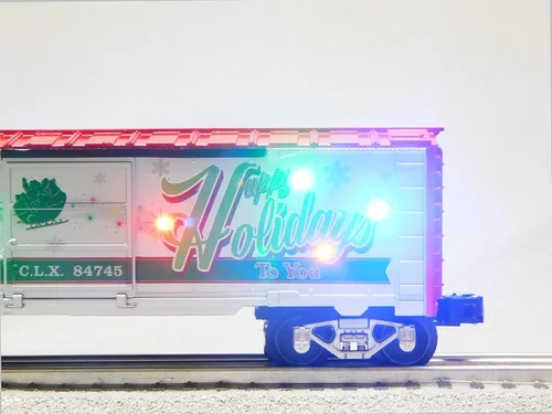 Vista 4 de Lionell Navidad Luz Express Happy Holidays Sonidos Boxcar O Gauge Modelo Ferrocarril Tren