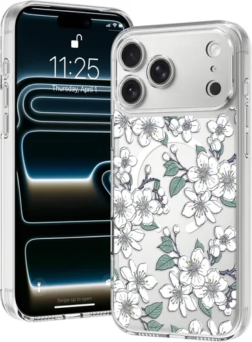 Vista 44 de OOK Magnetic for iPhone 17 Case Clear Pretty Flower Girls Women [Not Yellowing][Screen Protector] [ MagSafe Compatible] with Full Camera Lens