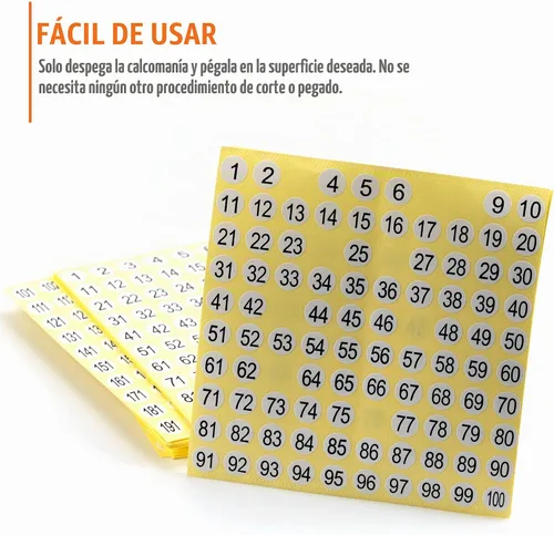 Vista 3 de 1-500 etiquetas adhesivas de números redondos, 15 juegos, 7500 etiquetas autoadhesivas, calcomanías pequeñas de números consecutivos, letreros