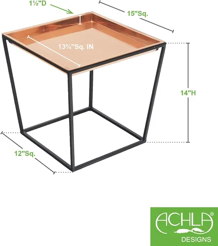 Vista 2 de Achla Designs Soporte para plantas Arne, 14" de alto con bandeja de cobre