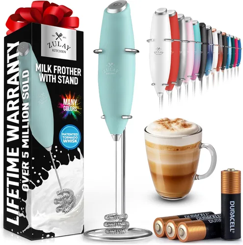 Vista 521 de Zulay Milk Boss Espumador de leche potente manual, hace espuma para latte, batidor para mezclar bebidas, café, miniespumador para capuchino, frappé