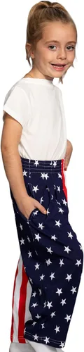 Vista 4 de Pantalones patrióticos de estrellas y rayas para niños, diseño de bandera de Estados Unidos, disfraz de Halloween para niños, cosplay
