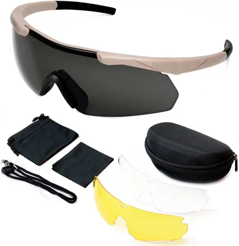 Vista 10 de SPOSUNE Anteojos de disparo para hombre con funda, resistentes a los impactos con 3 lentes, gafas de seguridad antivaho para hombres y mujeres