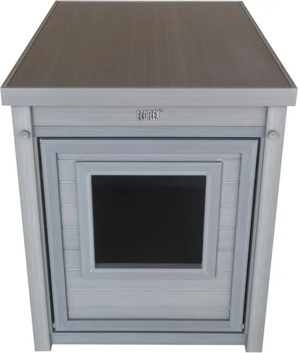 Vista 2 de New Age Pet ECOFLEX Cubierta para Caja de Arena para Gatos y Mesa Auxiliar con Recinto para Caja de Arena y Garantía de 10 Años Oculta la Caja
