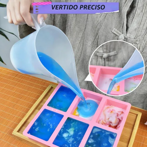 Vista 5 de Artcome Kit de fabricación de jabón de bricolaje – Moldes, herramientas de medición y embalaje para jabones hechos a mano – Herramientas
