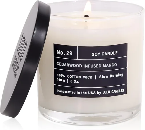 Vista 35 de Lulu Candles After Dark - Teca Caoba Vela Perfumada de Soja de Lujo en Frasco Vertida a Mano en los EE.UU. Altamente Perfumada y Duradera