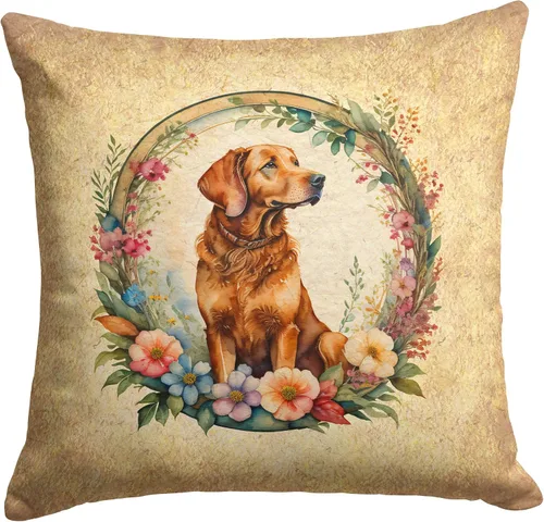 Vista 278 de Caroline's Treasures DAC2072PW1414 Affenpinscher and Flowers - Almohada decorativa de tela, lavable a máquina, para interiores y exteriores