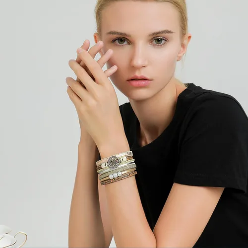 Vista 2 de Pulseras inspiradoras de cuero del árbol de la vida para mujeres, cumpleaños, día de la madre, regalos de joyería para adolescentes y niñas