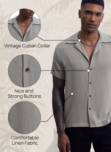 Vista 5 de Arvilhill Camisa cubana casual de verano para hombre