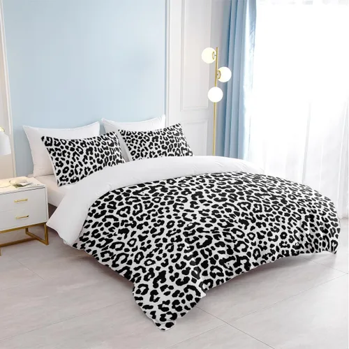 Vista 5 de Juego de funda de edredón con estampado de leopardo, tamaño King, suave, de lujo, suave, con guepardo, para niñas, estilo moderno, bohemio
