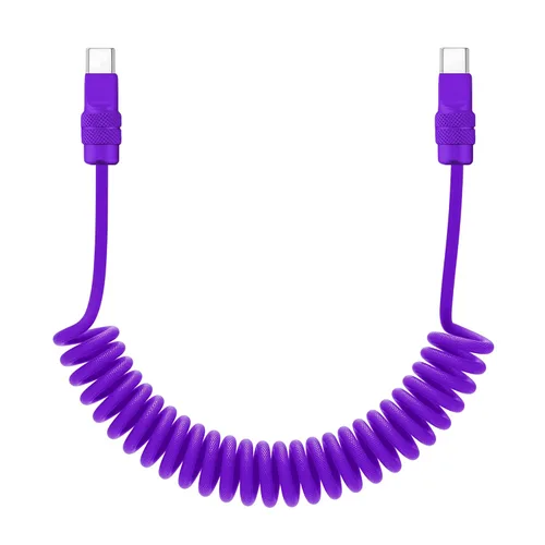 Vista 17 de chubbycable Curly Chubby - Cable de carga rápida USB C en espiral de 240 W, cable de carga retráctil trenzado duradero para automóvil compatible