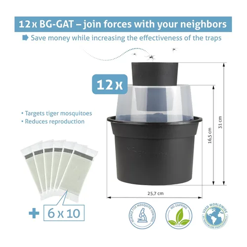 Vista 2 de Biogents GAT2 - Trampa para mosquitos – Trampa para poner huevos no eléctrica y ecológica para control de mosquitos tigre – 12 trampas con 10