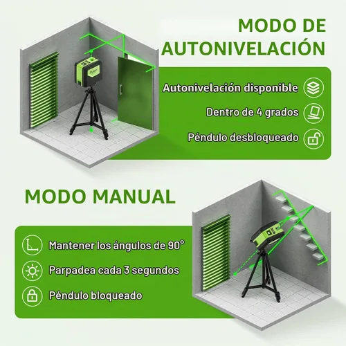 Vista 3 de HUEPAR Nivel láser con 2 puntos de plomada - 2 puntos de plomada y 2 líneas