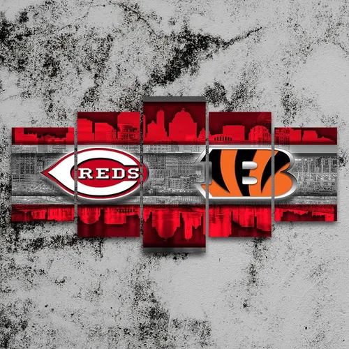 Vista 4 de Cincinnati City - Póster del equipo deportivo de la ciudad de Cincinnati, lienzo deportivo, patrón artístico de pared, diseño Art Deco