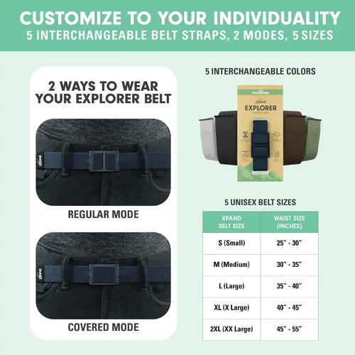 Vista 6 de Explorer Belt By Xpand - No-Show Invisible Elastic Belt w Slim Aluminum Buckle