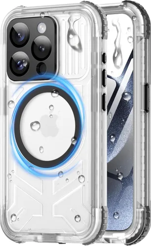 Vista 20 de Funda impermeable para iPhone 15 con Magsafe, protector de pantalla, cordón, IP68 militar de cuerpo completo a prueba de golpes, para deportes