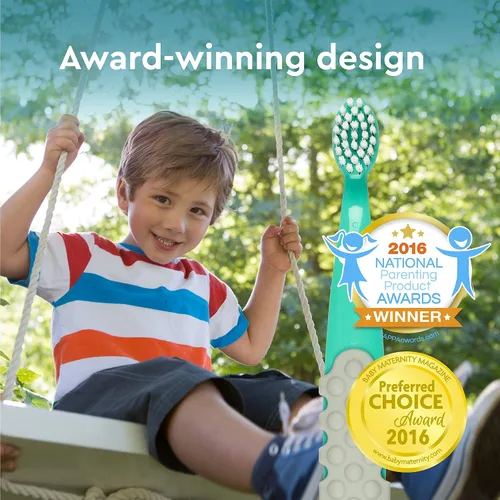 Vista 7 de RADIUS Totz Plus Brush - Cepillo de dientes para niños, sedoso, suave, sin BPA, aceptado por la ADA, diseñado para dientes delicados y encías