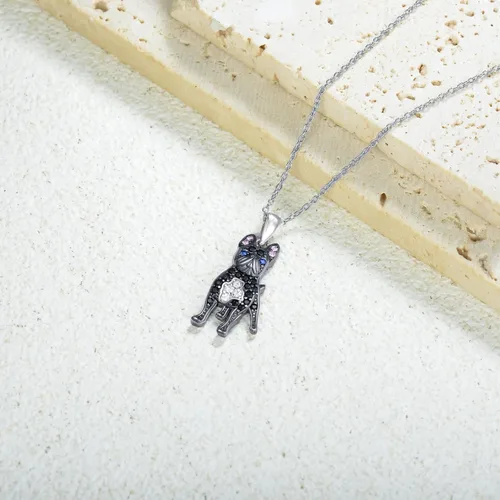 Vista 14 de Collares con colgante de perro de plata de ley S925 – 24 razas corgi/husky/labrador/pastor para mujer