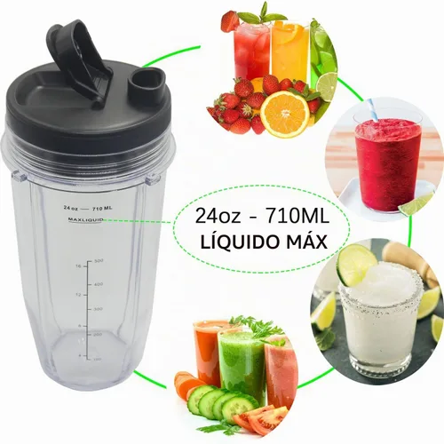 Vista 6 de Vasos de licuadora de repuesto para Ninja, vasos de licuadora de 24 onzas con tapas para llevar compatibles con Ninja BL450 BL456 BL480 BL482 BL642