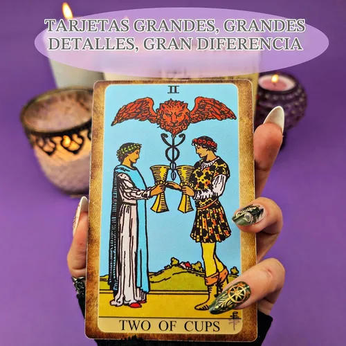 Vista 5 de Witchy Cauldron Baraja de cartas de tarot grande - Tarot gigante extragrande de 3.5 x 5.5 pulgadas con guía - Gran obra de arte vívida, RWS clásico