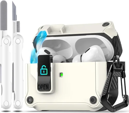 Vista 202 de R-fun Funda de carga compatible con AirPods de 2ª generación 2019, 1ª generación 2016, protección completa contra caídas, tapa desplegable