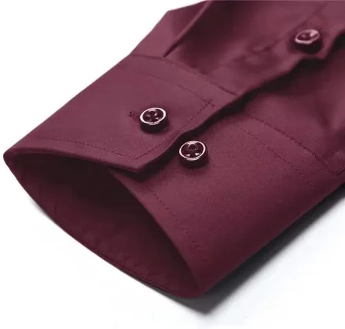 Vista 5 de HUUTOE Camisas de vestir para hombre, manga larga, ajuste regular, color sólido, elástico, para negocios, boda, graduación, camisa grande y alta