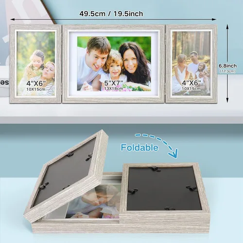 Vista 2 de ZEEYUAN Marco de fotos plegable con bisagras de 4 x 6 y 5 x 7 pulgadas, regalos para mamá madre, día de la madre, regalos para mamá de hija hijo