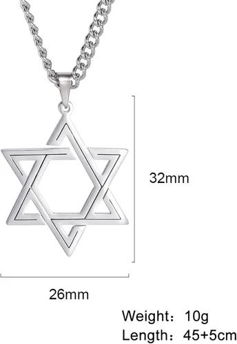 Vista 18 de EUEAVAN Collar con dije de estrella de David contra el mal de ojo de seis puntas con dije de estrella de David, hexagrama demoníaco religioso