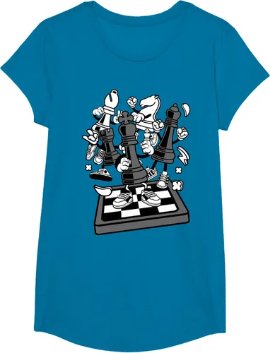 Vista 46 de Figura cómica Camiseta de tablero de ajedrez jugador de ajedrez Azul Marino