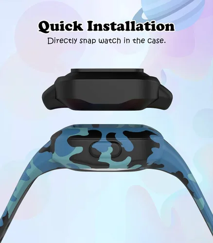 Vista 7 de MoKo Paquete de 2 bandas estampadas compatibles con Garmin Vivofit JR 3 Camuflaje azul y mosaico