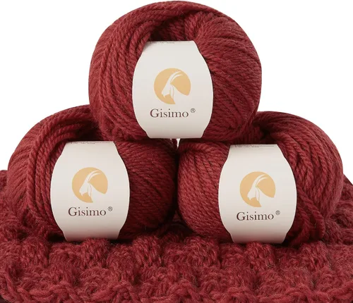 Vista 25 de 100% lana de merino para tejer, 3 capas de lana lujosa y suave para tejer a mano y ganchillo (ámbar, 1 bola)