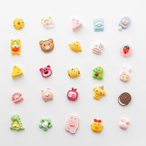 Vista 6 de Juego de dijes de dibujos animados de slime – Lote mixto surtido de dijes kawaii de resina plana para hacer manualidades, decoraciones, álbumes