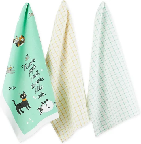 Vista 17 de DII Everyday Pets Kitchen Collection - Juego de toallas absorbentes de cocina, 18 x 28 pulgadas, Beware, 3