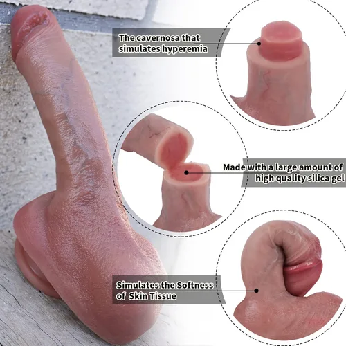 Vista 4 de Reproduction Consolador real hecho a mano, consolador realista de 8.26 pulgadas con ventosa, pene realista. Juguete sexual flexible para adultos