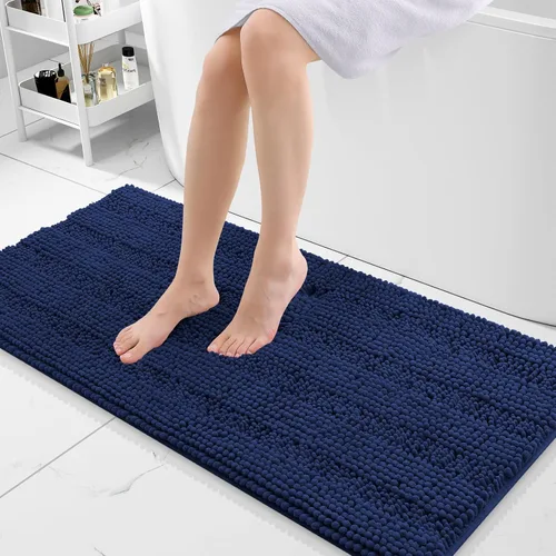 Vista 141 de Grandaily Alfombras de baño de felpilla a rayas de 24 x 16 pulgadas, extra gruesas y suaves, absorbentes, parte trasera de goma, alfombra de ducha
