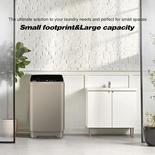 Vista 7 de Lavadora portátil completamente automática de 17.7 libras, pequeña lavadora para apartamento, programa de 10 lavados con manguera de drenaje