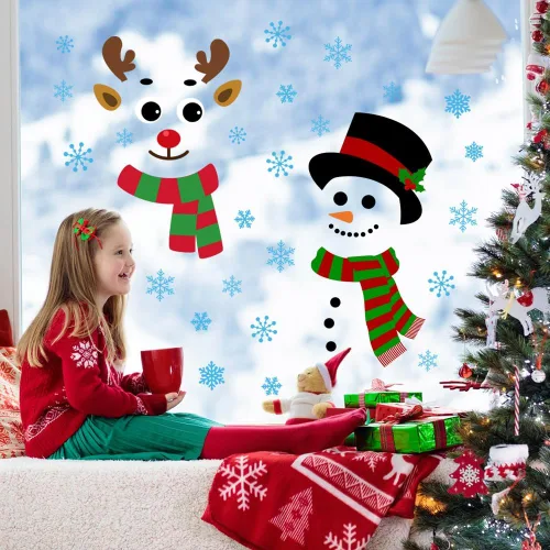Vista 4 de IMISHM Decoraciones de Pared de Navidad Decoraciones de Puerta de Navidad Decoraciones de Ventana de Navidad Calcomanías de Puerta de Navidad
