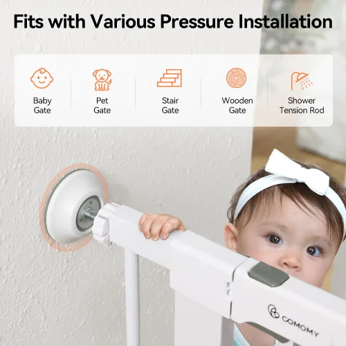 Vista 3 de COMOMY Paquete de 4 protectores de pared para puerta de bebé, extensor de puerta de seguridad para niños, protector de pared para puerta de bebé