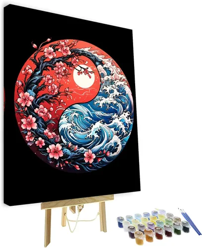 Vista 14 de Kit de pintura por números de playa con rocas para adultos, Moonbend DIY Kit de pintura al óleo, lienzo nocturno, pigmento acrílico, pintura