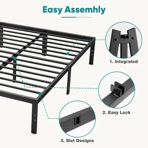 Vista 3 de Sweetcrispy - Marco de cama Queen con plataforma de listones de metal, 12 pulgadas negro (12 Inch Black)