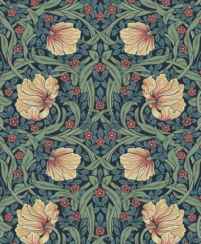 Vista 8 de NextWall Pimpernel Garden - Papel tapiz vintage para despegar y pegar (verde prado y ámbar)