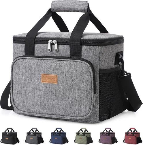 Vista 27 de Lifewit Lonchera mediana aislada, suave y refrigerante, para adultos, hombres y mujeres, color negro, 12 latas (9L)