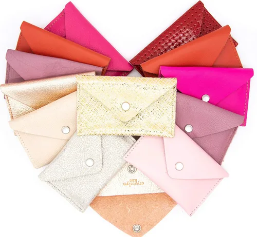 Vista 19 de Funda de cuero para tarjetas Mini cartera con broche de perlas - Hecho en los Estados Unidos