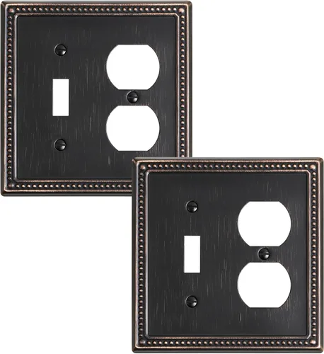 Vista 35 de Paquete de 2 cubiertas de placa de interruptor de luz de doble palanca, cubiertas decorativas de placa de doble interruptor Pearls, placa de pared