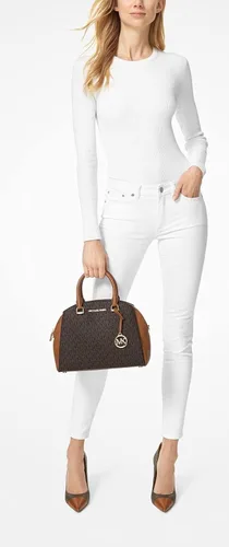 Vista 4 de Michael Kors Maxine - Bolso de piel con diseño de cúpula de color marrón bellotadorado