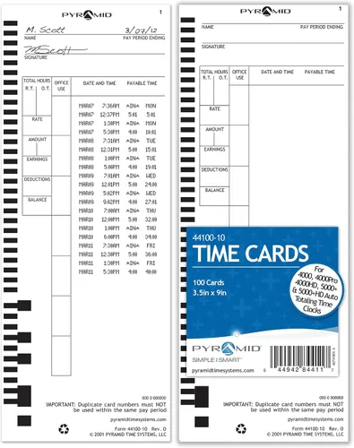 Vista 4 de Pyramid Time Systems 44100 - Tarjetas de reloj de tiempo con código de barras (100 unidades)