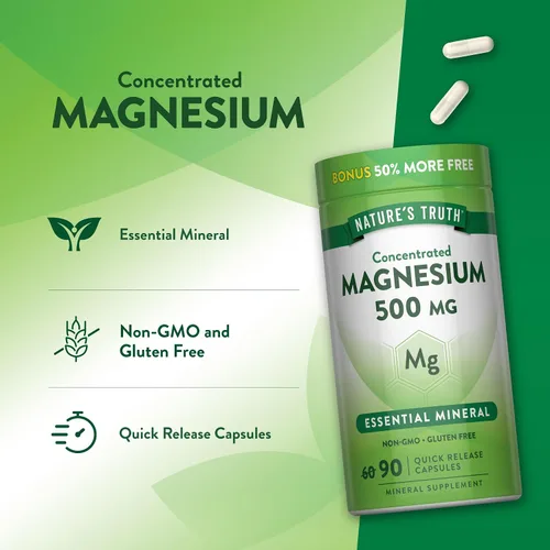 Vista 5 de Cápsulas de óxido de magnesio de 500 mg 90 unidades Suplemento de alta resistencia sin OMG y sin gluten por Nature's Truth