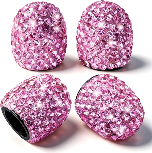Vista 17 de 4 tapas de válvula de vástago de neumático de diamantes de cristal brillante, a prueba de polvo, tapas universales para válvulas de neumáticos